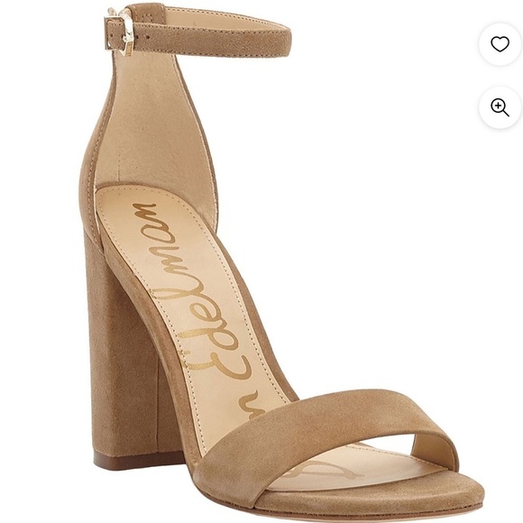 Sam Edelman Yaro Oatmeal suede ankle strap sandals block heels Sz 10 1/2 M new - Picture 2 of 14